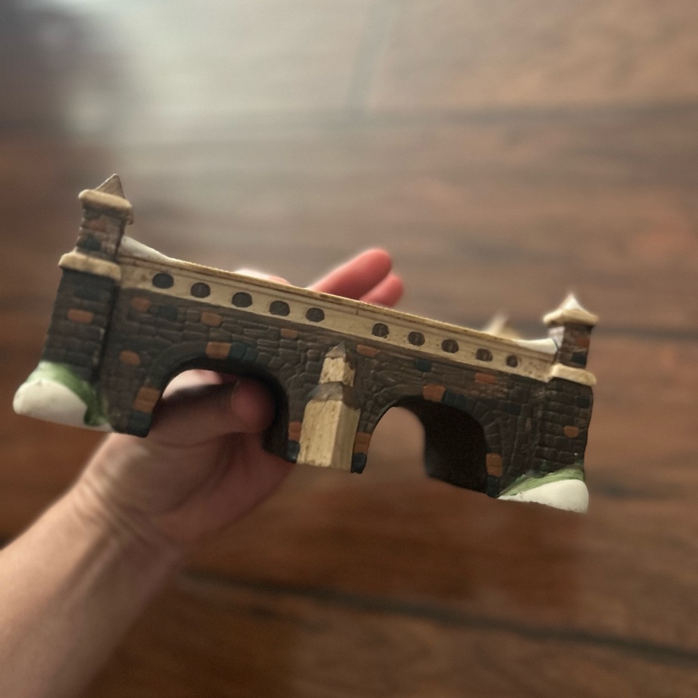 Department 56 Brown and White Holiday Bridge Decor